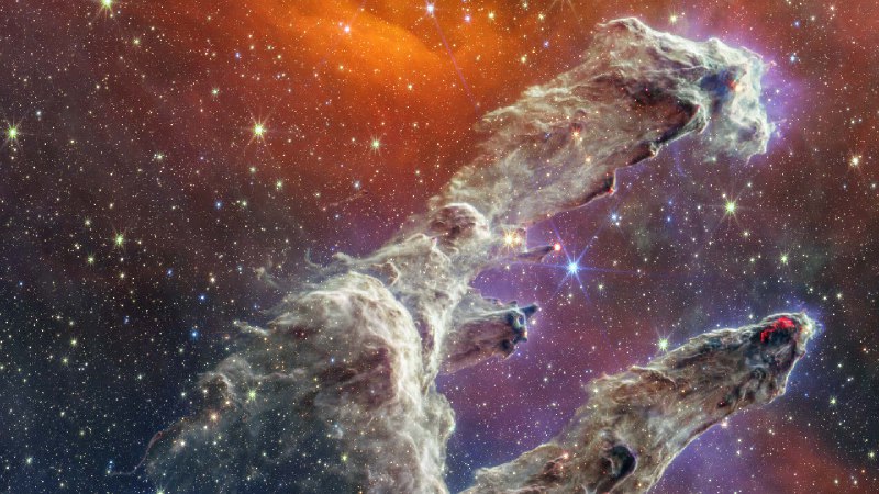 ‌詹姆斯·韦伯太空望远镜观测的创生之柱 (© NASA)via Bing每日壁纸